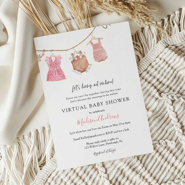 Convite Chá Virtual Baby Girl (Criador carregado)