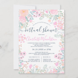 Convite chá virtual de script de aquarela floral Pastel