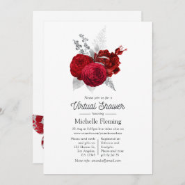 Convite Chá Virtual do Rosa Red and Silver Vintage