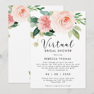 Convite chá virtual por chá de panela floral cor-de-rosa d
