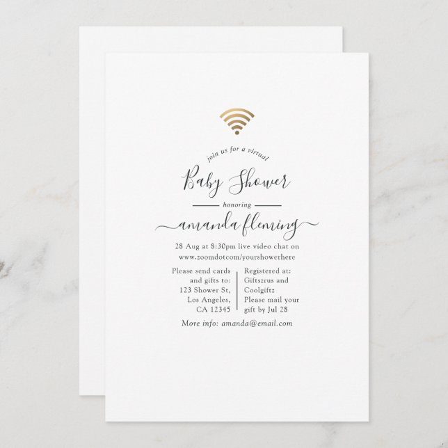 Convite Chá Virtual Trendy (Frente/Verso)