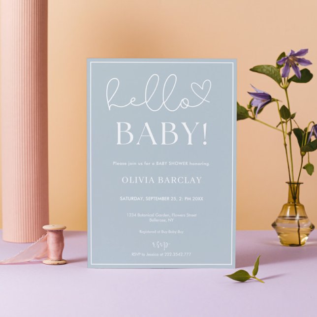 Convite Chá White Baby Boy Azul (Criador carregado)