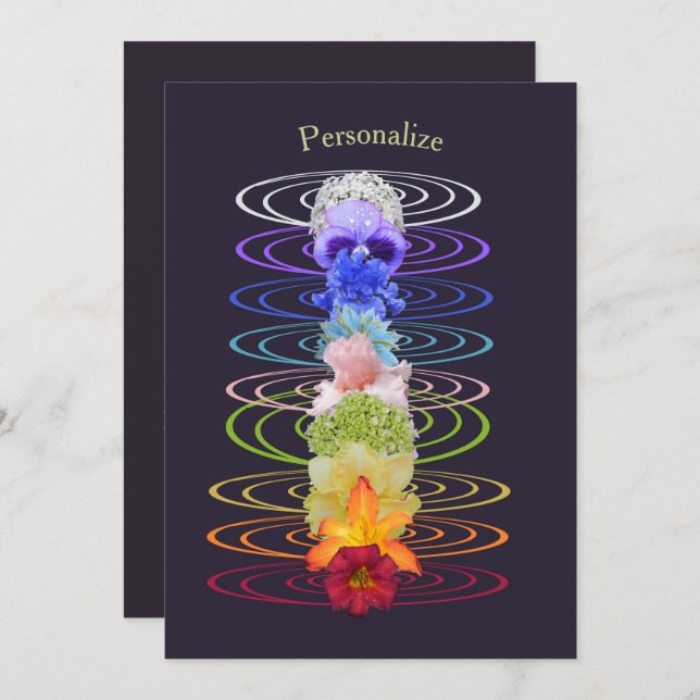 Convite Chakra Colour Flowers Zen Spiritual (Frente/Verso)