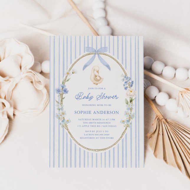 Convite Chalé de Ganso e Gansinho Azul Baby Shower (Criador carregado)