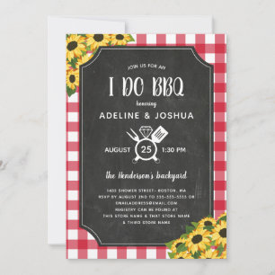 Convite Chalk Gingham Sunflower I Do Chá Do CHURRASCO