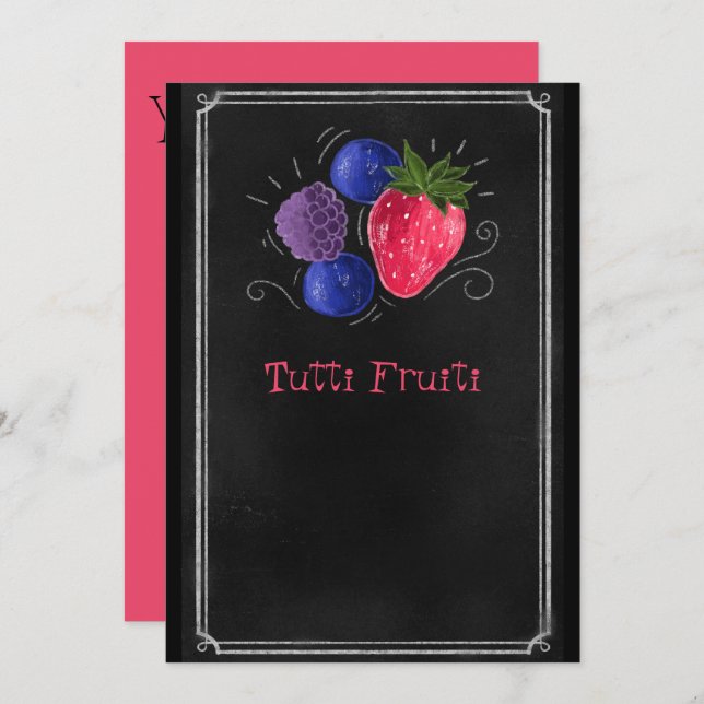 Convite Chalk, morango, Tuti fruiti    (Frente/Verso)