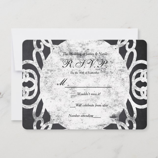 Convite Chalk Vintage Frame Elegant Wedding RSVP Card (Frente)
