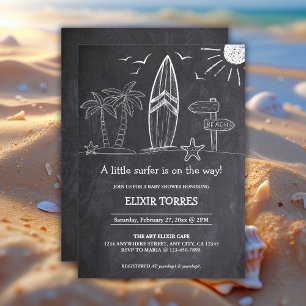 Convite Chalkboard A Little Surfer Chá de fraldas
