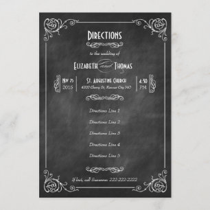 Convite Chalkboard Art Deco Directions Insert Card