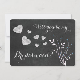 Convite Chalkboard Beaded Floral Você Será Minha Porta-Pon
