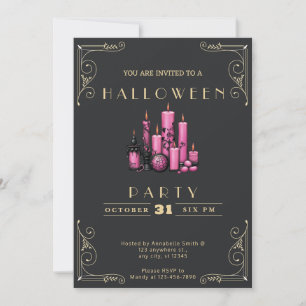 Convite Chalkboard Black and Dourado Pink Canders Hallowee