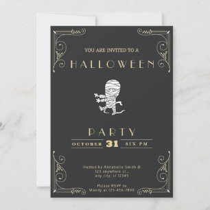 Convite Chalkboard Black & Dourado Runmy Halloween