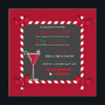 Convite Chalkboard Candy Candy Frame Cocktail Feriado<br><div class="desc">Cana doce armada em um olhar com arcos de canto e cocktail martini em um fundo vermelho de tijolo.</div>