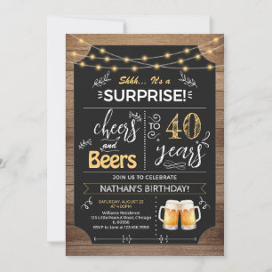 Convite Chalkboard de aniversário de 40 anos de Surpresa