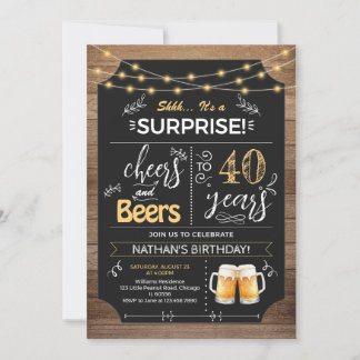 Convite Chalkboard de aniversário de 40 anos de Surpresa