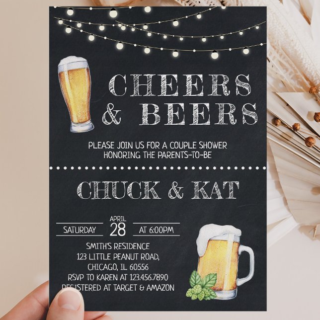 Convite Chalkboard de Chás e Cervejas para Churrasco de Be (Criador carregado)