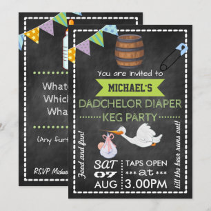 Convite Chalkboard de Festa de Chopp Dadchelor para Chá de