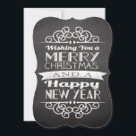 Convite Chalkboard desejando seu feliz Natal<br><div class="desc">E um feliz ano novo! Design, ,  cinzas de ardósias escuras,  novas e modernas,  com inscrições brancas e elementos decorativos.</div>