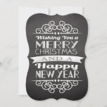 Convite Chalkboard desejando seu feliz Natal<br><div class="desc">E um feliz ano novo! Design, ,  cinzas de ardósias escuras,  novas e modernas,  com inscrições brancas e elementos decorativos.</div>