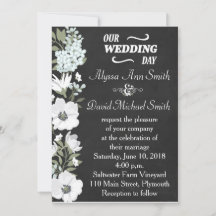 Chalkboard e Anemone Branco Casamento Floral Invit