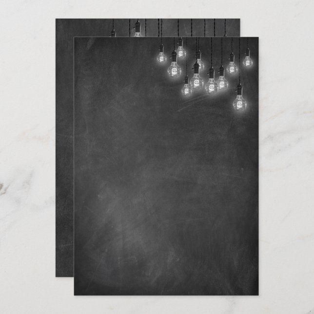 Convite Chalkboard Edison Luzes Modernas (Frente/Verso)