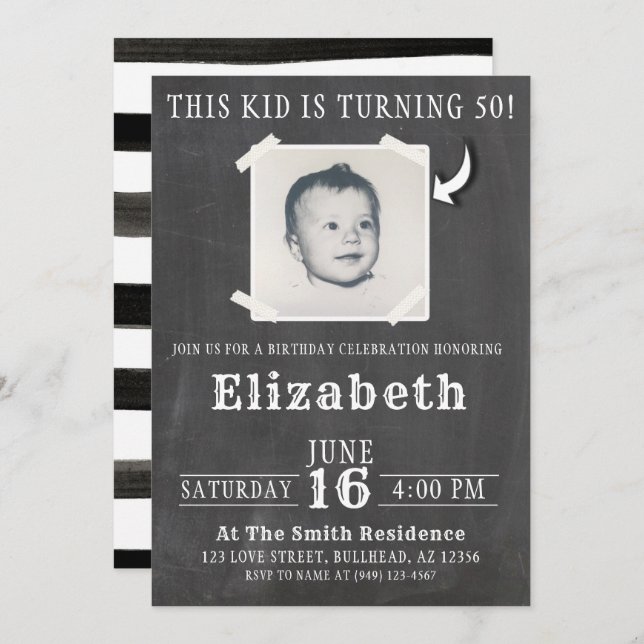 Convite Chalkboard Esta Criança está transformando o convi (Frente/Verso)