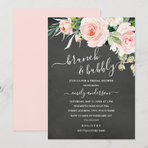 Convite Chalkboard Floral Brunch E Chá de panela De Borrac