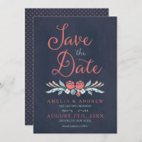 Chalkboard Floral Save the Date Card