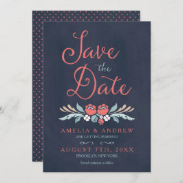 Convite Chalkboard Floral Save the Date Card