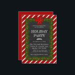 Convite Chalkboard Garland E Festa De Férias Em Escala<br><div class="desc">Celebre a temporada com este elegante convite de férias para o quadro de chanfro,  com uma festiva terra,  letras de giz rústicas e listras clássicas. Perfeito para festas de Natal,  reuniões de inverno e festas de férias. Totalmente personalizável com seus detalhes de evento.</div>