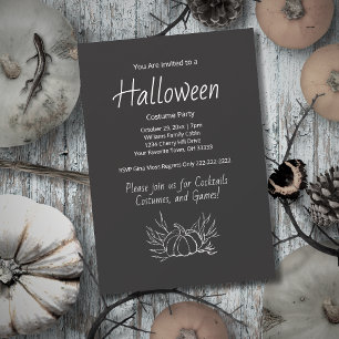Convite Chalkboard Halloween Costume Party Fall Pumpkin