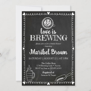 Convite Chalkboard Love Está Fazendo Café De Chá de panela