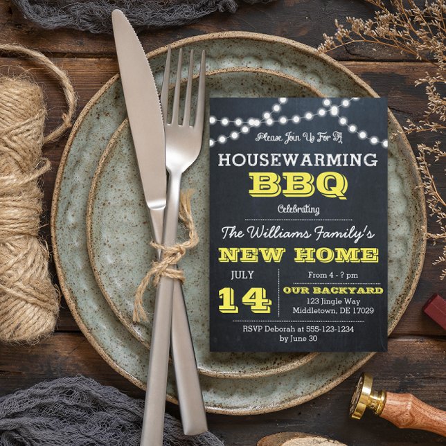 Convite Chalkboard Luzes Amarelo Invasões para Aquecimento (Criador carregado)