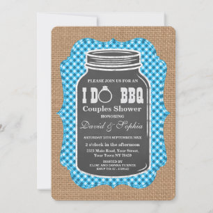 Convite Chalkboard Mason Jar Burlap I DO BBQ Invitation