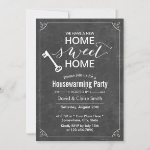 Convite Chalkboard New Home Sweet Home Housearming Party