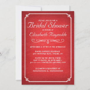 Convite Chalkboard Red Bridal Shower Invitations