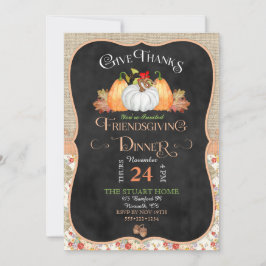 Convite Chalkboard Rústico Country Friendsgiving Burlap