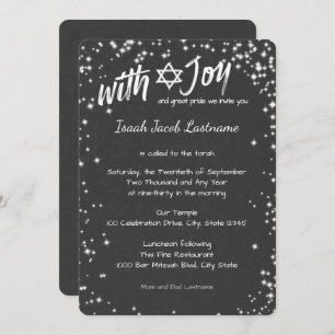 Convite Chalkboard Sparkle Sky Bar Mitzvah