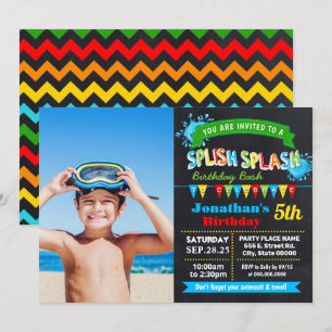 Convite Chalkboard Splish Splash Bash Festa de aniversário