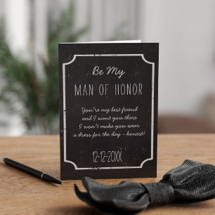 Convite Chalkboard Wedding Be My Man Honor Request Card