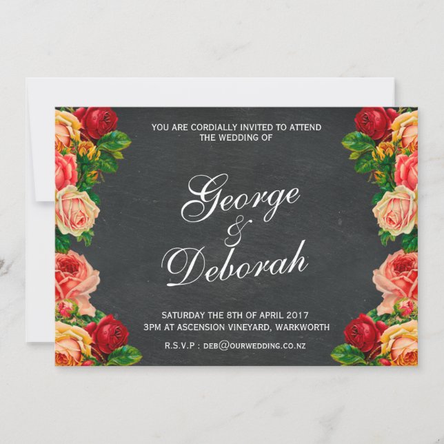 Convite Chalkboard Wedding Invitation, 7 x 5, One sided (Frente)