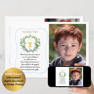 Convite Challice Botânica Obrigado Foto Santa Comunhão