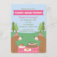 Chamada de Aniversário de Banner Piquenique Urso d