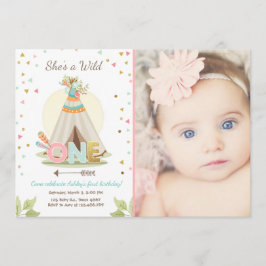 Convite Chamada de aniversário de Wild One Teepee Boho Gir