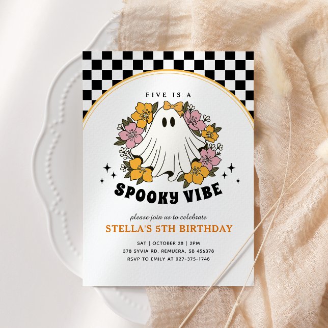 Convite Chamada de Aniversário do Dia das Bruxas de Groovy (Criador carregado)