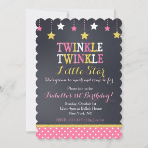Convite Chamada de Aniversário do Twinkle Twinkle Little