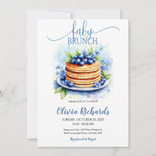 Convite Chamada de Babeberry e Flores Azuis Baby Brunch