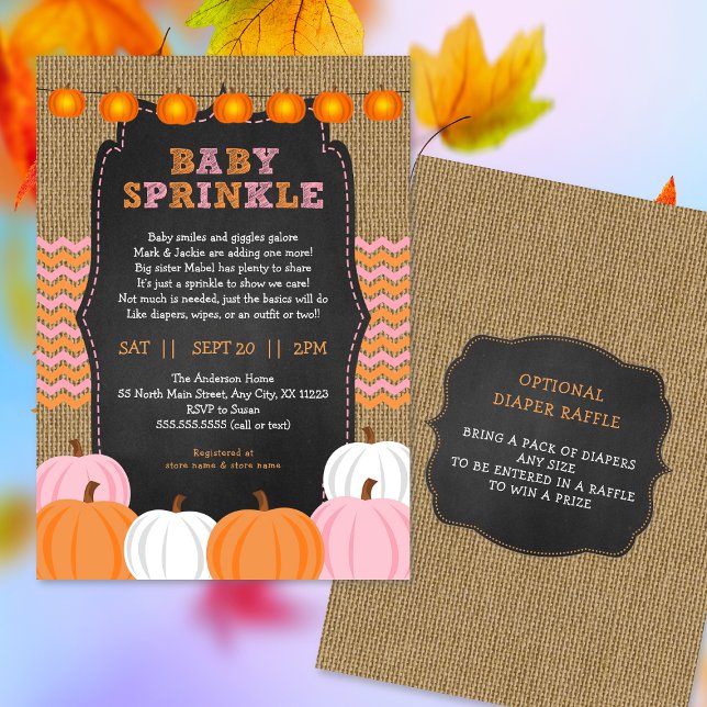 Convite Chamada de bebê da Rustic Girl Pumpkin (Criador carregado)