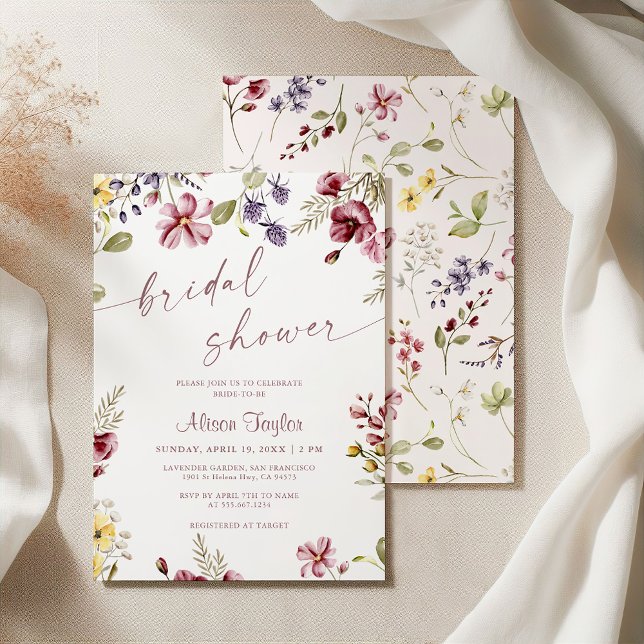 Convite Chamada de Caligrafia de Flor Silvestre Rosa Casam (Criador carregado)
