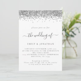Convite Chamada de Casamento de Código QR de Glitter Silve